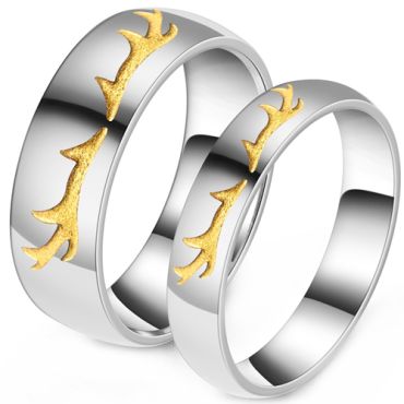 **COI Titanium Gold Tone Silver Dome Court Ring-9031