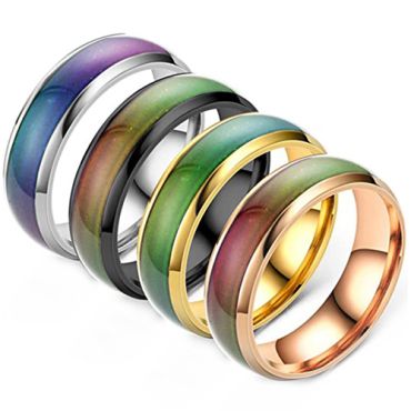 **COI Titanium Black/Gold Tone/Rose/Silver Dome Court Ring With Wood-9034