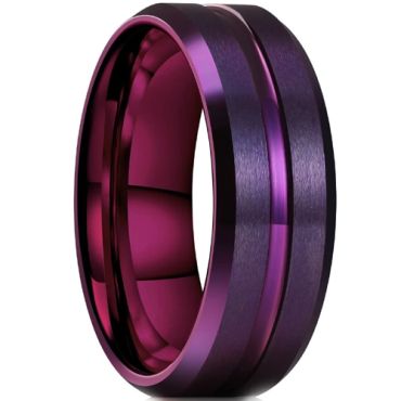 **COI Purple Titanium Center Groove Beveled Edges Ring-9047