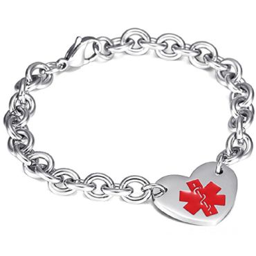 COI Titanium Medical Alert Bracelet With Steel Clasp(Length: 8.20 inches)-9071