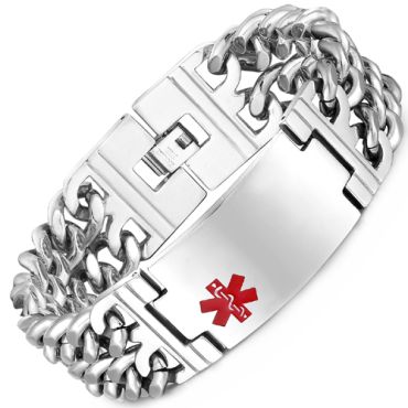 COI Titanium Medical Alert Bracelet With Steel Clasp(Length: 8.85 inches)-9073
