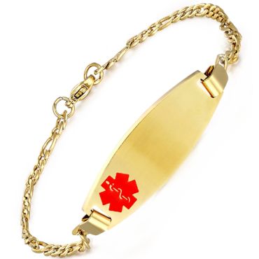 COI Gold Tone Titanium Medical Alert Bracelet With Steel Clasp(Length: 7.87 inches)-9075