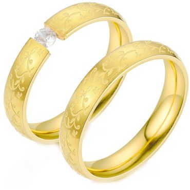 **COI Gold Tone Titanium Celtic Couple Wedding Band Ring-9098