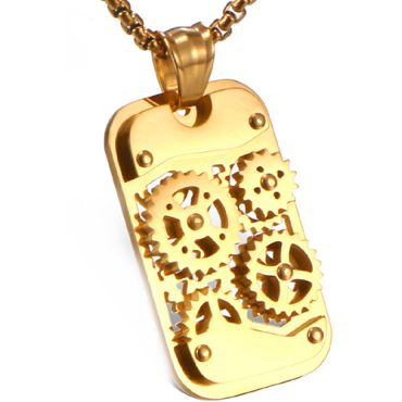 COI Titanium Black/Gold Tone/Silver Gears Pendant-9158
