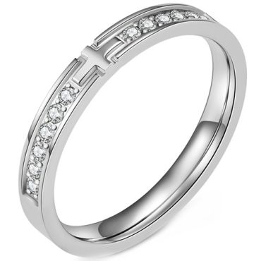 **COI Titanium Black/Gold Tone/Silver Cross Ring With Cubic Zirconia-9163