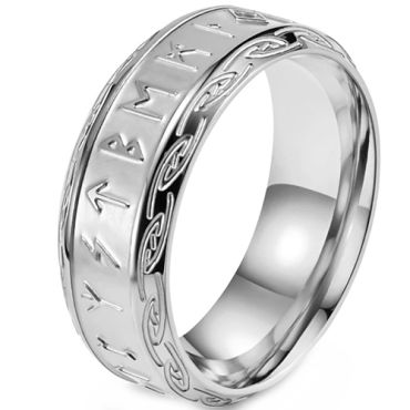 **COI Titanium Black/Gold Tone/Silver Celtic Ring With Runes-9164