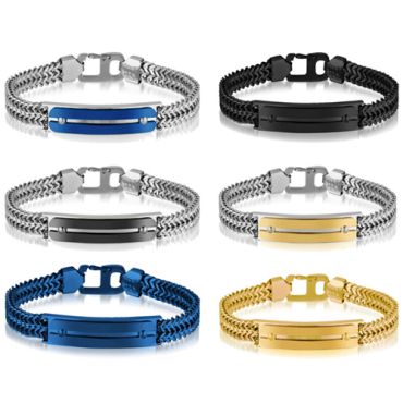 COI Titanium Black Blue Gold Tone Silver Bracelet With Steel Clasp(Length: 7.87 inches)-9197