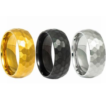 **COI Titanium Gold Tone/Black/Silver Hammered Dome Court Ring-9233