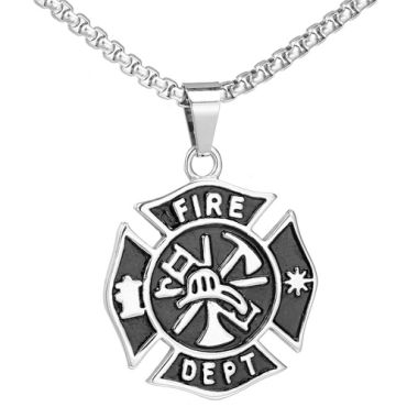 **COI Titanium Black Silver Firefighter Pendant-9239