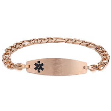 **COI Rose Titanium Medical Alert Bracelet With Steel Clasp(Length: 9.25 inches)-9266