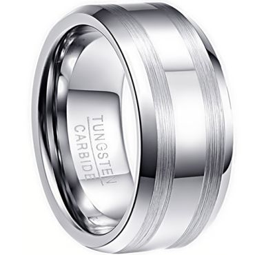 **COI Tungsten Carbide 8mm Shiny & Matt Beveled Edges Ring-9305