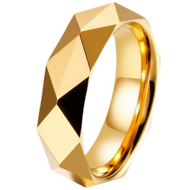 **COI Gold Tone Tungsten Carbide Faceted Ring-9340AA