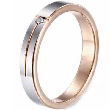**COI Tungsten Carbide Rose Silver Groove Ring With Cubic Zirconia-9390