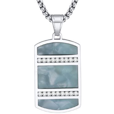 **COI Titanium Abalone Shell Pendant With Cubic Zirconia-9396