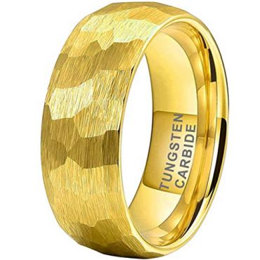 **COI Gold Tone Tungsten Carbide Hammered Dome Court Ring-9402