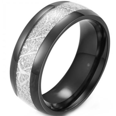 **COI Black Tungsten Carbide Meteorite Dome Court Ring-9403