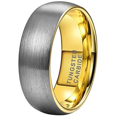 **COI Tungsten Carbide Gold Tone Silver Dome Court Ring-9406
