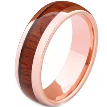 **COI Rose Tungsten Carbide Dome Court Ring With Wood-9410