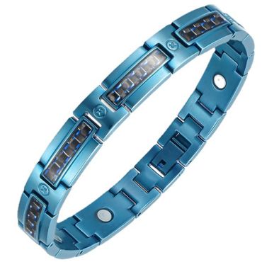 **COI Blue Titanium Carbon Fiber Bracelet With Steel Clasp(Length: 8.26 inches)-9448