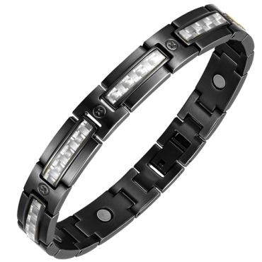 **COI Black Titanium Carbon Fiber Bracelet With Steel Clasp(Length: 8.26 inches)-9449