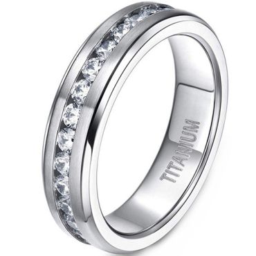 **COI Titanium Dome Court Ring With Cubic Zirconia-9488