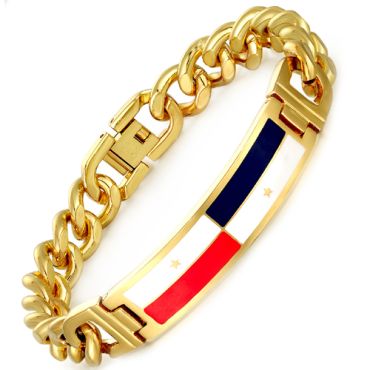**COI Gold Tone Titanium Black White Red Bracelet With Steel Clasp(Length: 8.07 inches)-9492