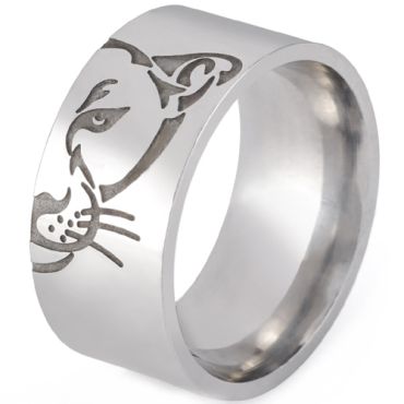 **COI Titanium Gold Tone/Silver Tiger Pipe Cut Flat Ring-9535