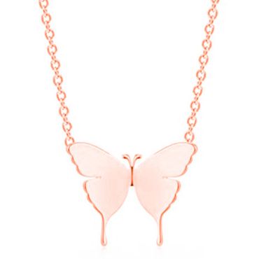 **COI Titanium Rose/Gold Tone/Silver Butterfly Necklace(Length: 19.7 inches)-9539
