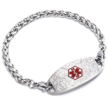 **COI Titanium Gold Tone/Silver Medical Alert Bracelet With Steel Clasp(Length: 8.27 inches)-9547