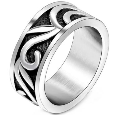 **COI Titanium Black Silver Celtic Ring-9552