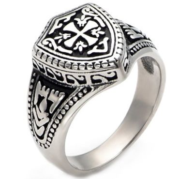 **COI Titanium Gold Tone/Silver Cross Celtic Ring-9553