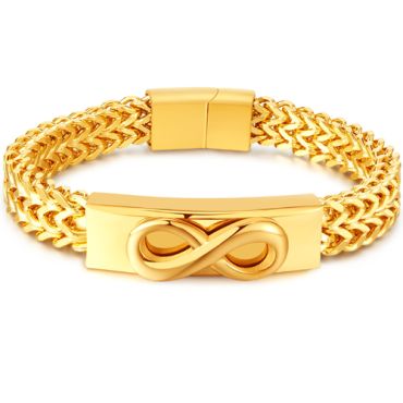 **COI Gold Tone Titanium Infinity Bracelet With Steel Clasp(Length: 8.27 inches)-9564