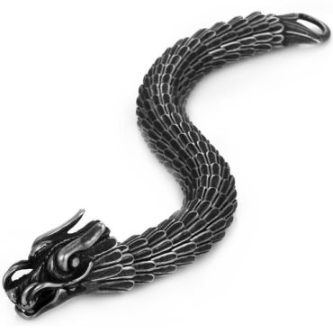 **COI Titanium Black Silver Dragon Bracelet With Steel Clasp(Length: 8.86 inches)-9566