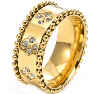 **COI Gold Tone Titanium Ring With Cubic Zirconia-9672