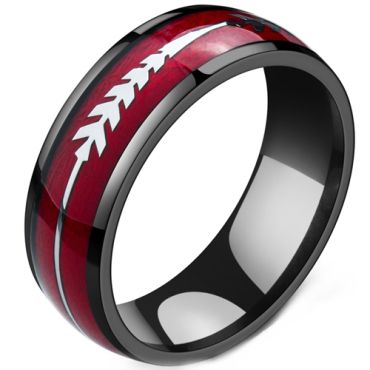 **COI Titanium Black Red Dome Court Ring With Arrows-9678