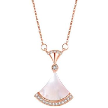 **COI Rose Titanium Abalone Shell & Cubic Zirconia Necklace(Length:17.70 inches)-9700