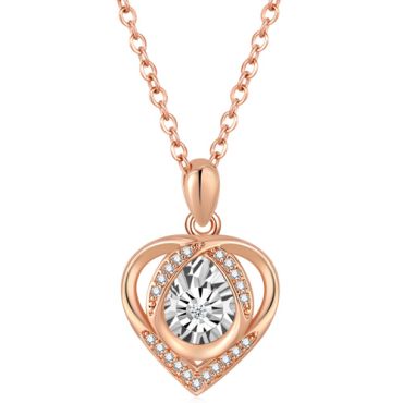 **COI Rose Titanium Heart Cubic Zirconia Necklace(Length:17.70 inches)-9703