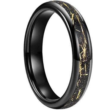 **COI Tungsten Carbide Black/Gold Tone/Rose/Silver Meteorite Gold Foil Dome Court Ring-9831
