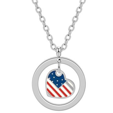 **COI Titanium Gold/Rose/Silver Heart Pendant With American Flag-9926