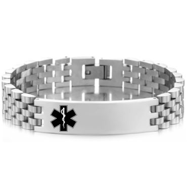 COI Titanium Medical Alert Bracelet With Steel Clasp(Length: 8.07 inches)-9972