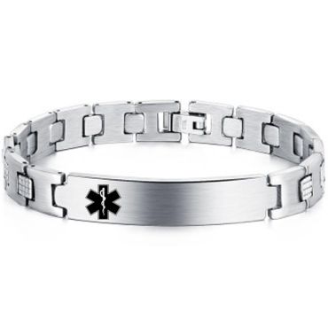 **COI Titanium Medical Alert Bracelet With Steel Clasp(Length: 8.27 inches)-9974
