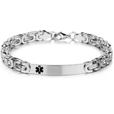 **COI Titanium Black/Gold Tone/Silver Medical Alert Bracelet With Steel Clasp(Length: 8.46 inches)-9975
