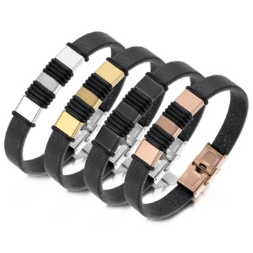 **COI Titanium Black Gold Tone/Silver/Rose/Black Bracelet With Steel Clasp(Length: 8.26 inches)-9979