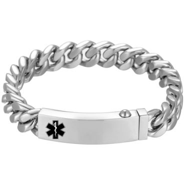**COI Titanium Medical Alert Bracelet With Steel Clasp(Length: 8.27 inches)-9995