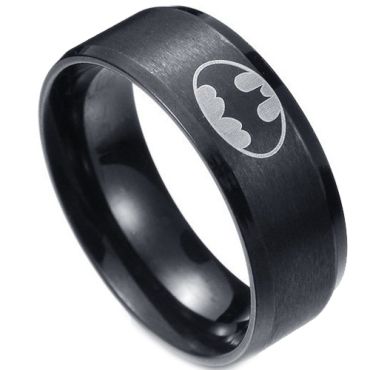 **COI Black Titanium Bat Man Beveled Edges Ring - JT1814AA