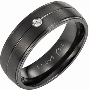 COI Black Titanium Ring With Custom Engraving - JT2535(Size US11
