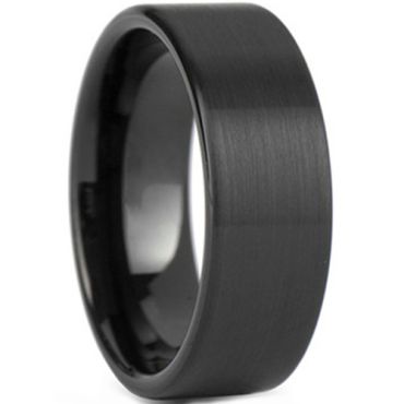 *COI Black Titanium High Polished Shiny Pipe Cut Flat Ring - JT2183