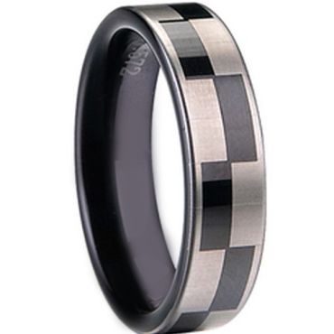 COI Black Tungsten Carbide Checkered Flag Ring - TG1413