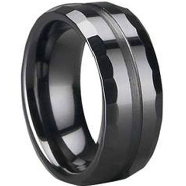 COI Black Tungsten Carbide Ring - TG1664(Size:#US6.5)