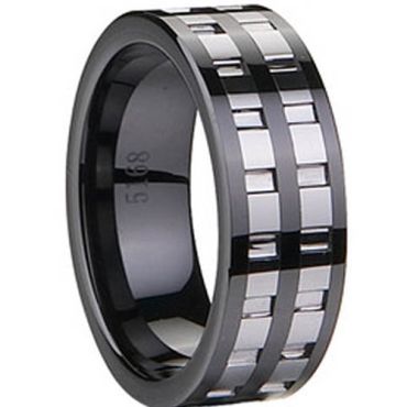 COI Black Tungsten Carbide Ring With Ceramic - TG1832(Size US14)